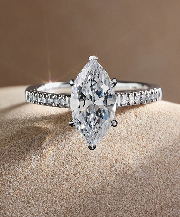 thumbnail image 2 of 2 Ct Marquise Cut Diamond Engagement Cluster Ring - 14k White Gold Plated Sterling Silver - VVS1 Clarity, D Color - Size 7 2 of 3