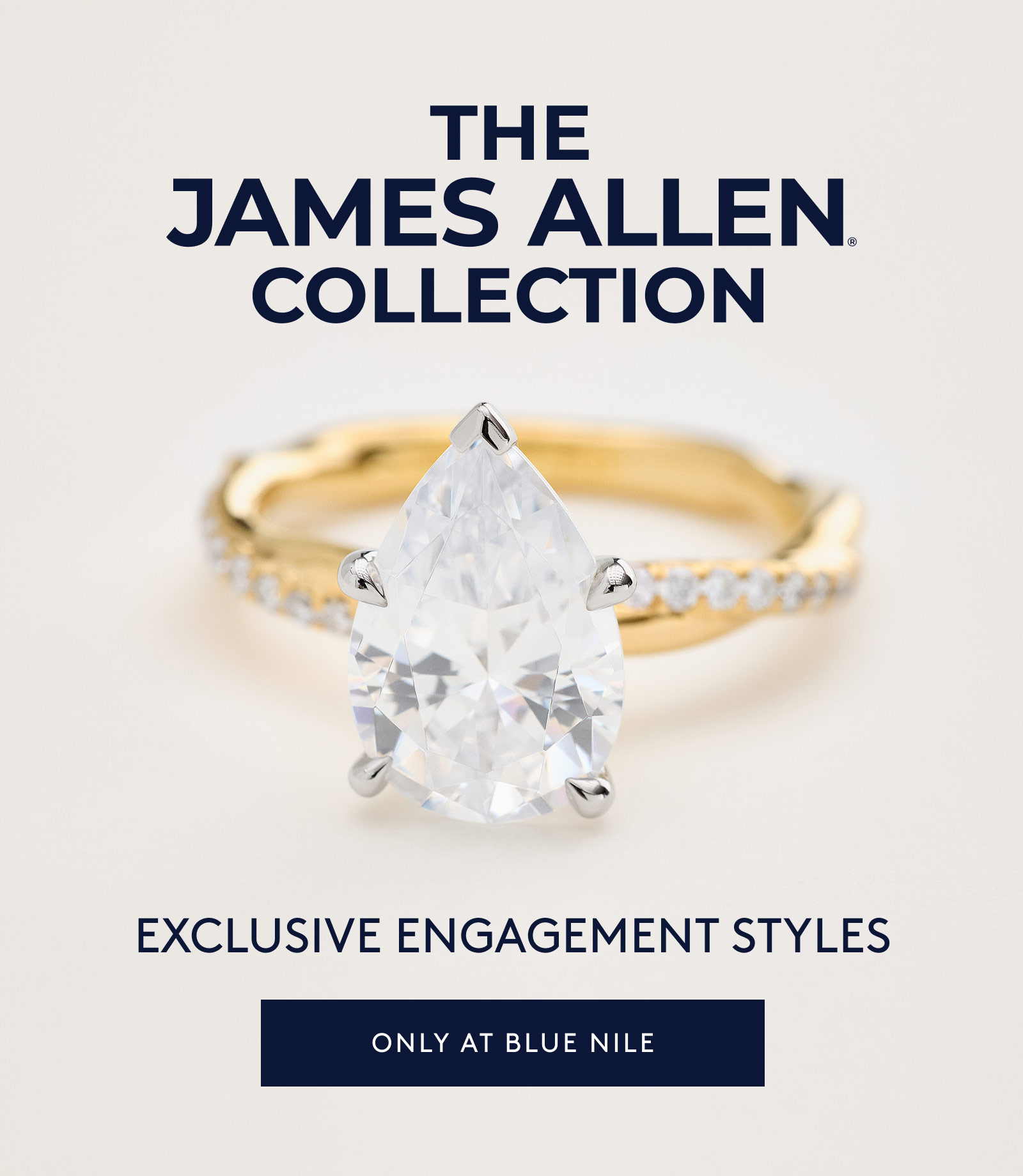 The James Allen Collection pear-shaped diamond engagement ring in yellow gold, exclusive to Blue Nile