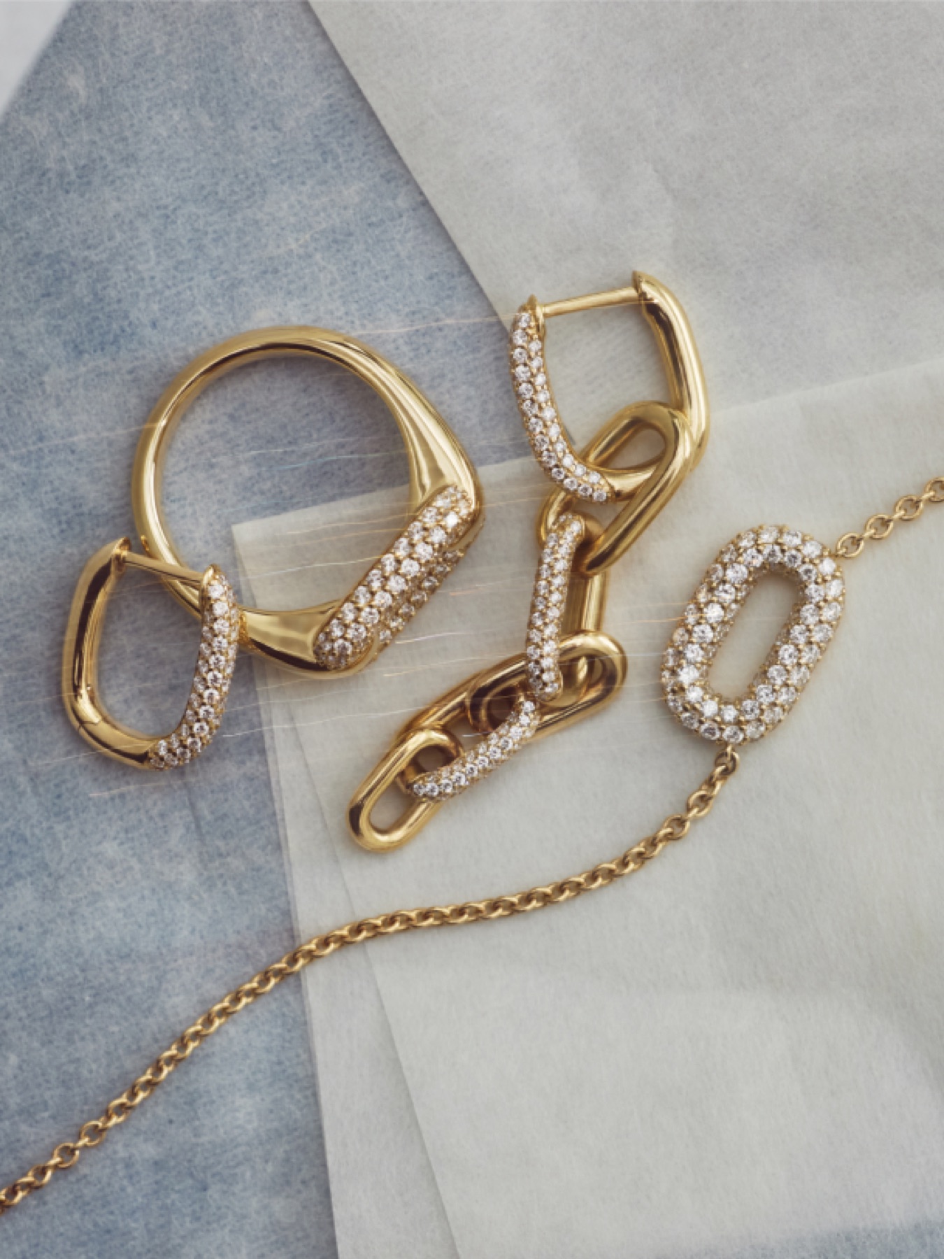 Ellipse collection diamond jewelry assortment rings earrings and necklace in 14k gold Blue Nile